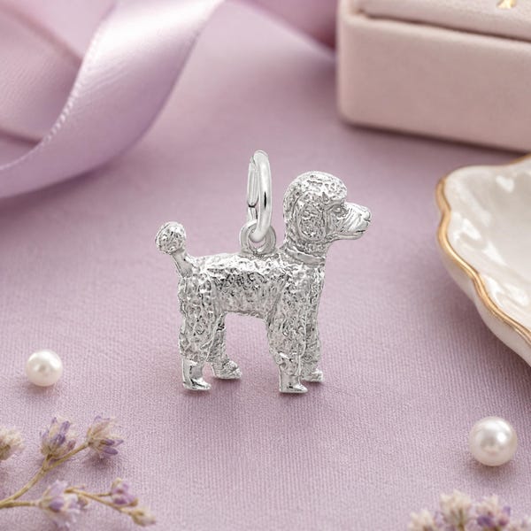 Dije de caniche (plata de ley y baño de oro grabable) / Dije de caniche / Joyería de caniche