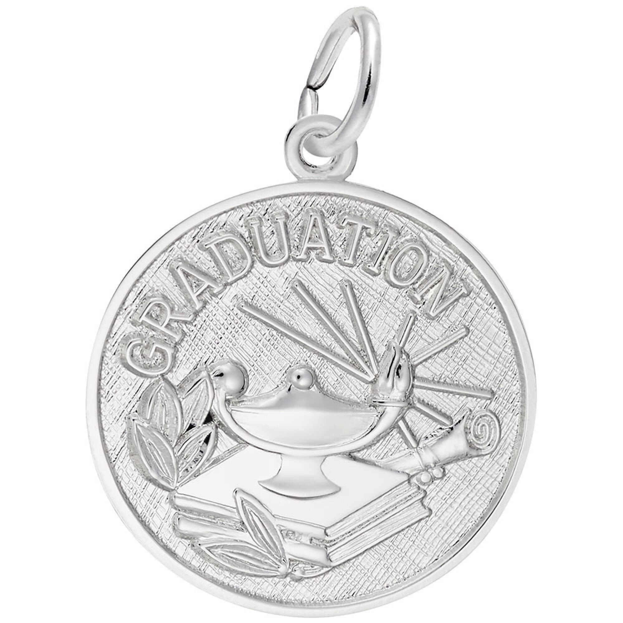 Graduation Disc Charm (engravable Sterling Silver and Gold Plated ...