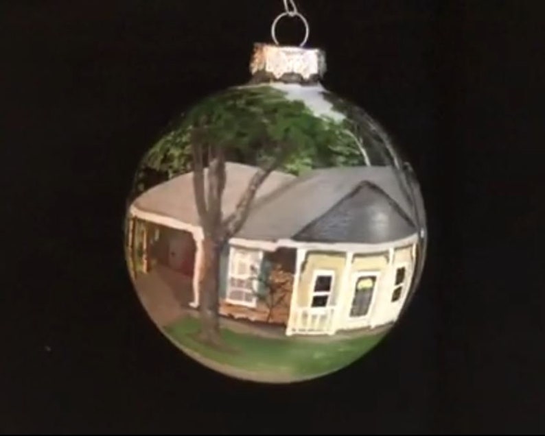 New Home Ornament: Hand Painted Beautiful Glass Holiday Gift Keepsake Round with Free Gift Box 2024 Christmas 10cm or 6.67cm Sizes image 2