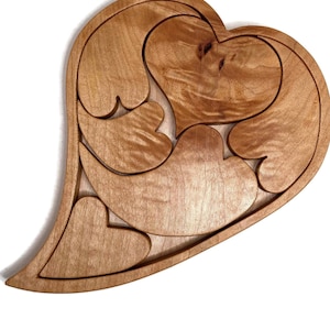 Handmade Heart Puzzle Tray: Solid Wood Educational Toy