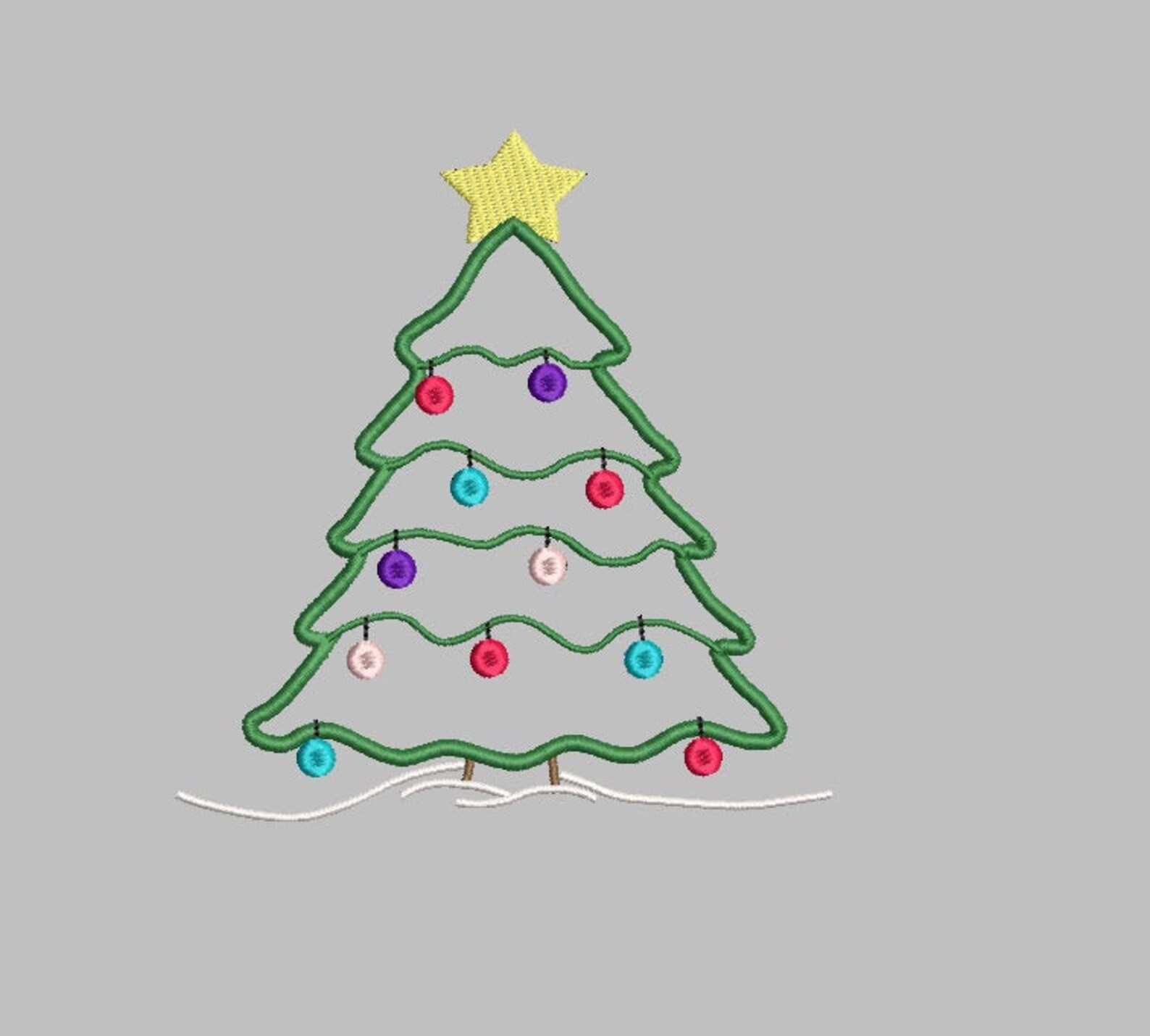 Chistmas tree embroidery applique 5 sizes digital download  etsy