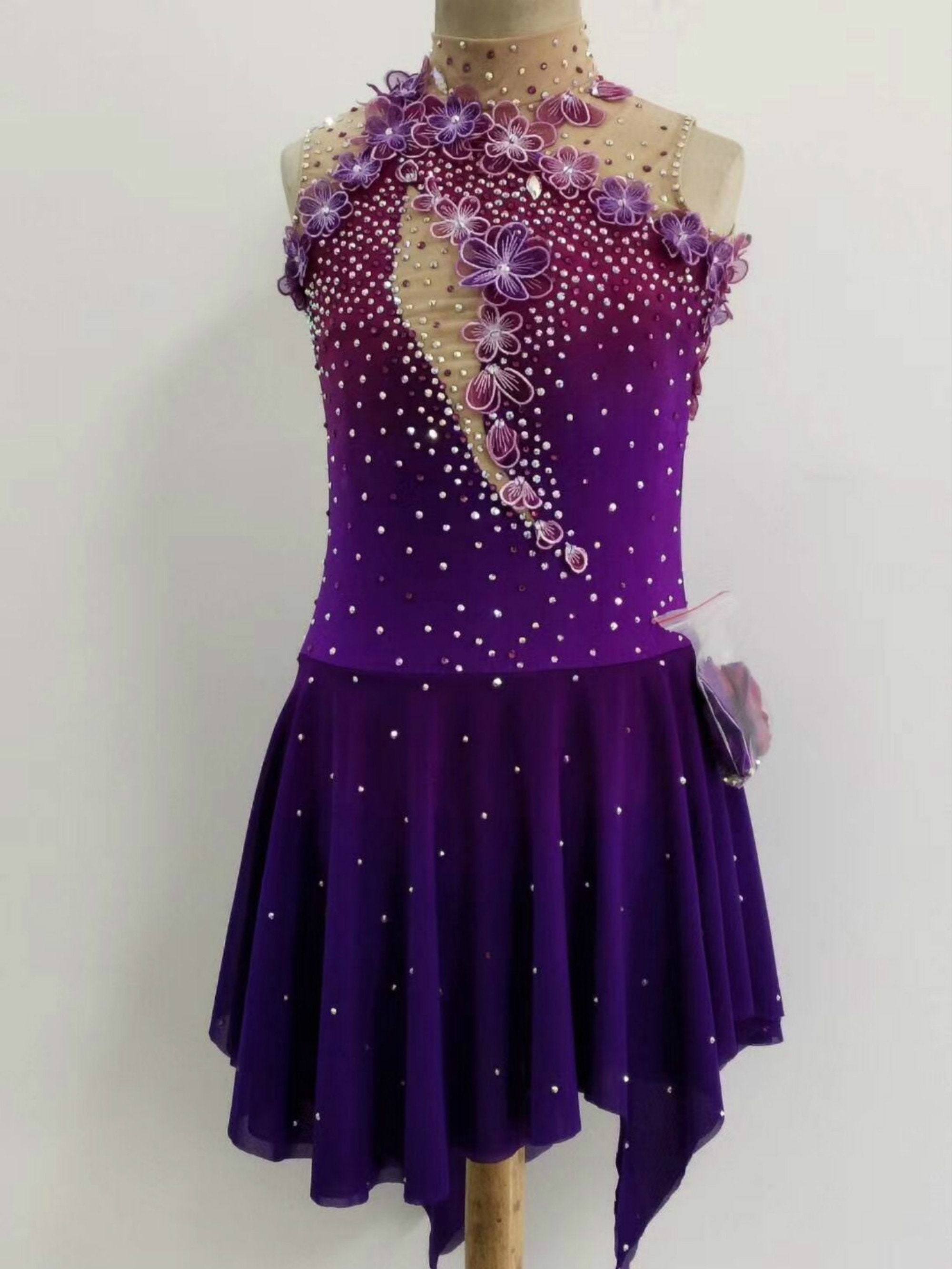 Purple Ice Figure Skating Dresses Custom  Competition Skating Dress Girls 