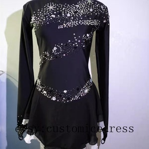 Black Ice Skating Clothes for Girls Custom Figure Skating Clothing Children