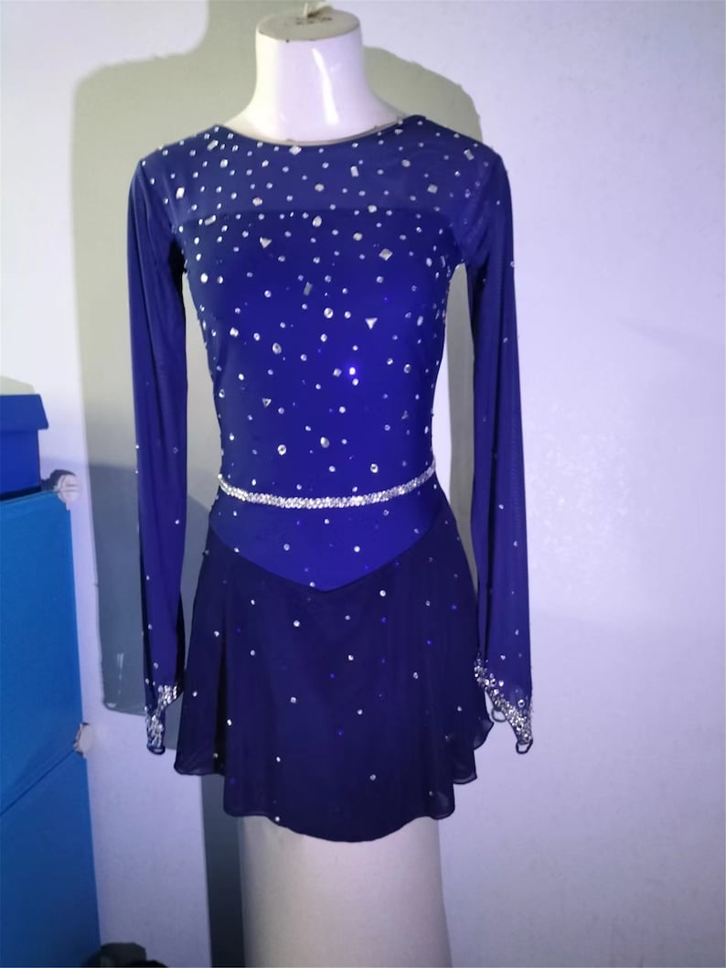 Ice Dance Dress Girls Long Skirt Figure Dance Dresses for Etsy