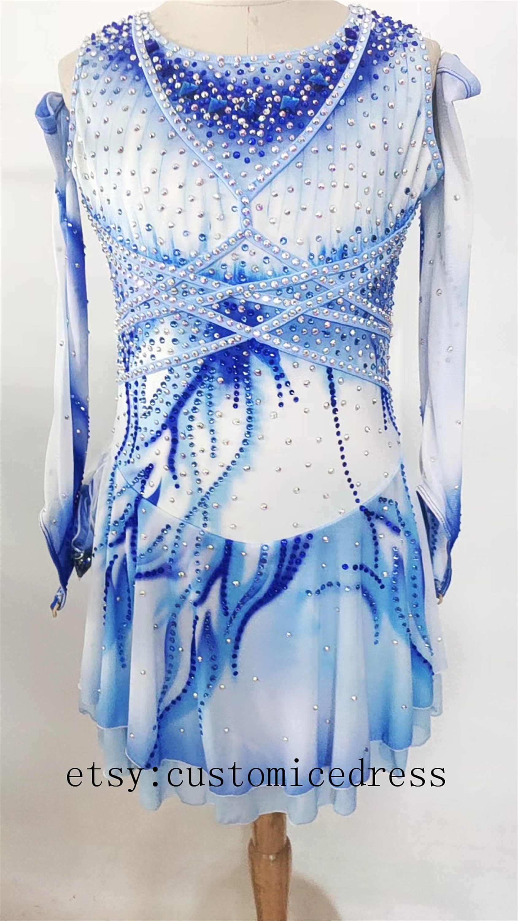 Vestito Pattinaggio Artistico Donna/ragazza - Costume Gara Ghiaccio Con Strass, Traspirante E Aderente