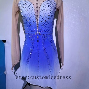 Blue Figure Skating Dress Kids Competition Skating Dresses