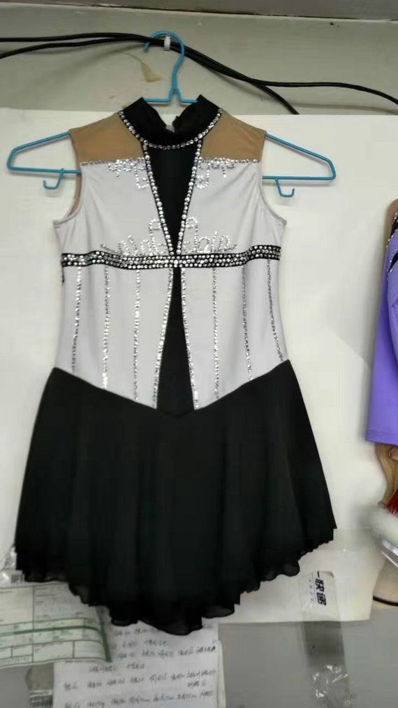 Black and white figure skating dress 2025