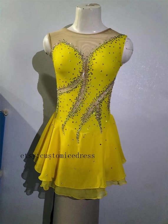Yellow Ice Skating Dresses Girls Custom Figure Skating Dress Women - Etsy  Canada