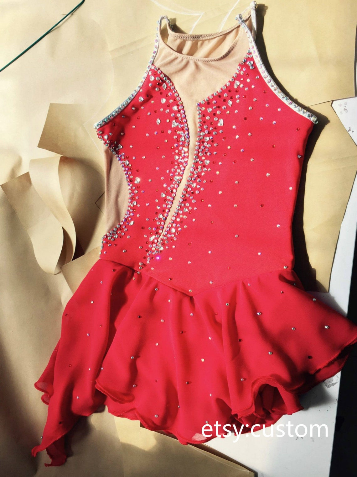 Red Figure Skating Dress for Women Custom Ice Skating Dresses Etsy