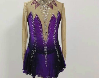 Lila Eiskunstlaufkleid für Mädchen Damen Kleid Eiskunstlaufkleider