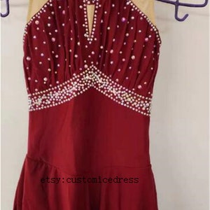 Wine Red Figure Skating Dresses for Girls Ice Skating Competition Dresses for Women Custom