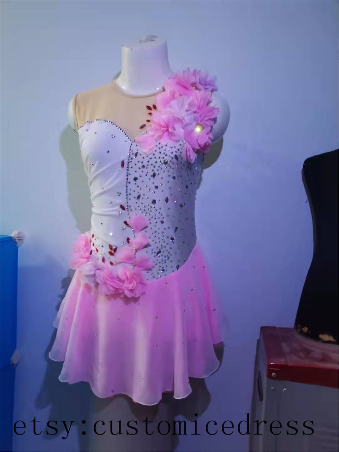 Pink Figure Skating Dress for Women Custom Ice Skating Dresses Etsy