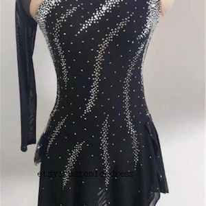 Black  Ice Skating Dress Custom  Girls  Beaded  Women Competition Figure Skating Dress Spandex