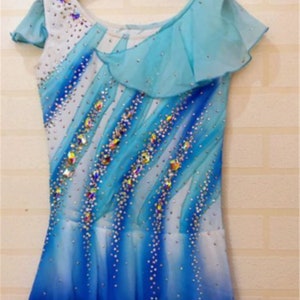 Blue Figure Skating Dress Kids Competition Skating Dresses
