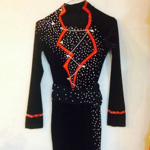 Men Figure Skating Suit for Competition Spandex Boys Black Ice Skating Clothing Custom Size Color  Crystals