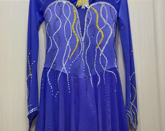 Frauen Wettbewerb Eislaufen Kleid für Mädchen Custom blau Eiskunstlauf Kleider Kinder Kristall