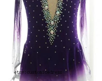 Purple Gradient Figure Skating Dress For Girls & Adults - Competition Performance Outfit