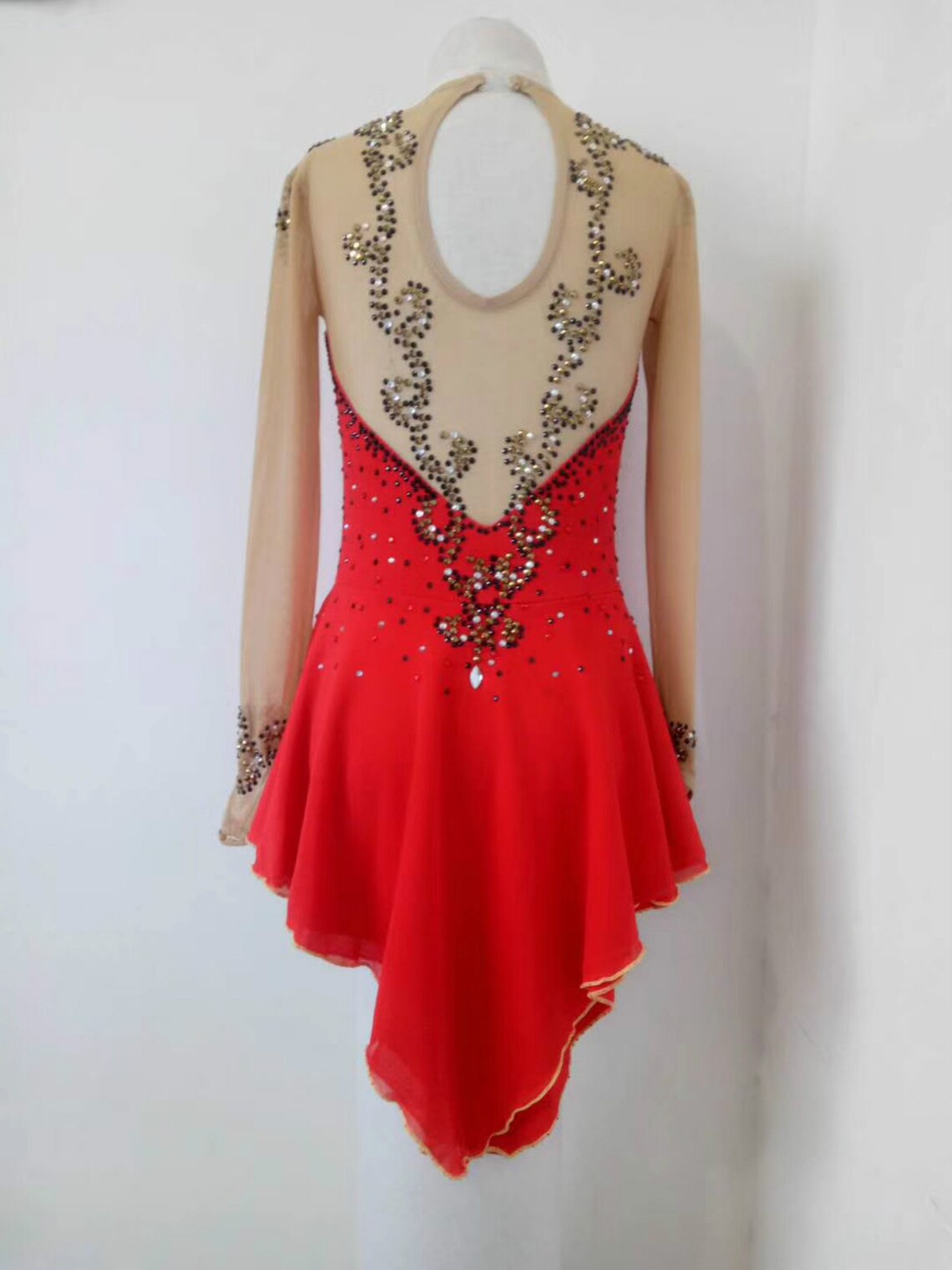 Custom Ice Skating Dresses Red Lycra Beaded Etsy