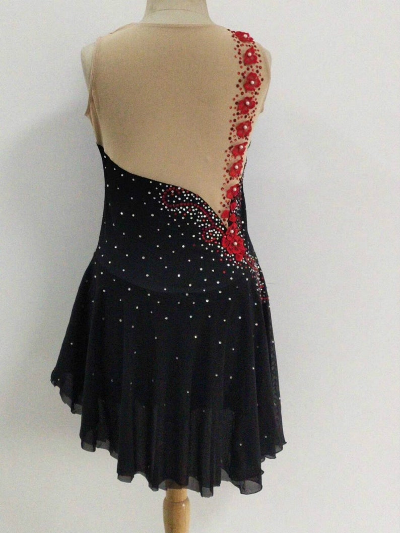 Women Competition Ice Skating Dress for Girls Black Red Custom Figure Skating Dresses Kids