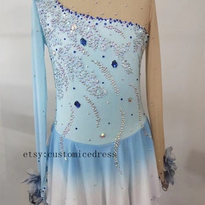 Light Blue Ice Skating Dress Women Competition Figure Skating Dress Custom