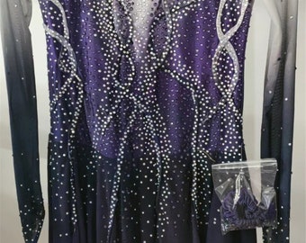 Purple Figure Skating Dress Adult Girls Competition Ice Skating Dresses Custom Women Beaded