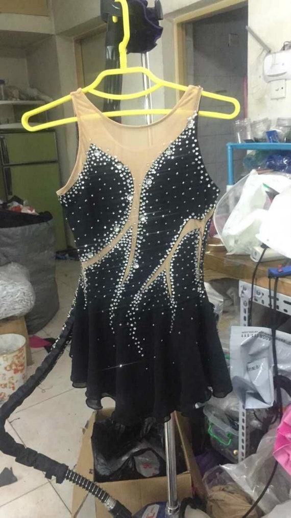 Costume Da Pattinaggio Artistico Nero Donna - Gonna Elegante, Tessuto Elastico, Per Competizioni - Foto 10
