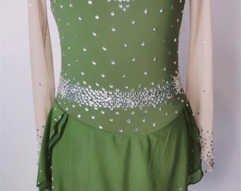 Ink Green Figure Skating Dress: Custom Competition Ice Skater Dress - Etsy