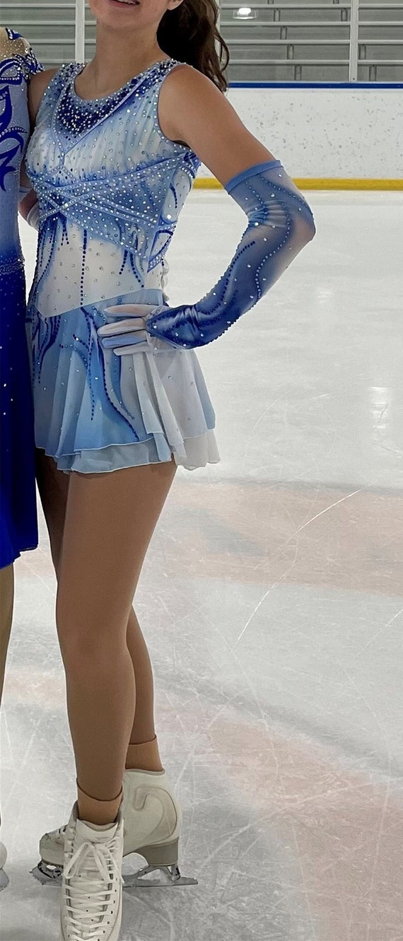 Robe de patinage artistique bleue pour filles Robes de patinage