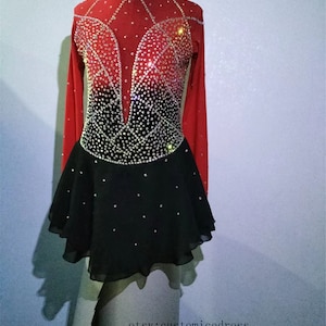 Ice Skating Dresses for Girls Red Black Figure Skating Competion Dress Custom