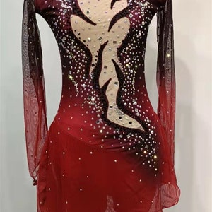Red Ice Skating Dress Ragazze Competiiton Figura Ice Dress Personalizzato