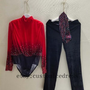 men&#39;s figure skating suit custom boys figure skating wear with pants