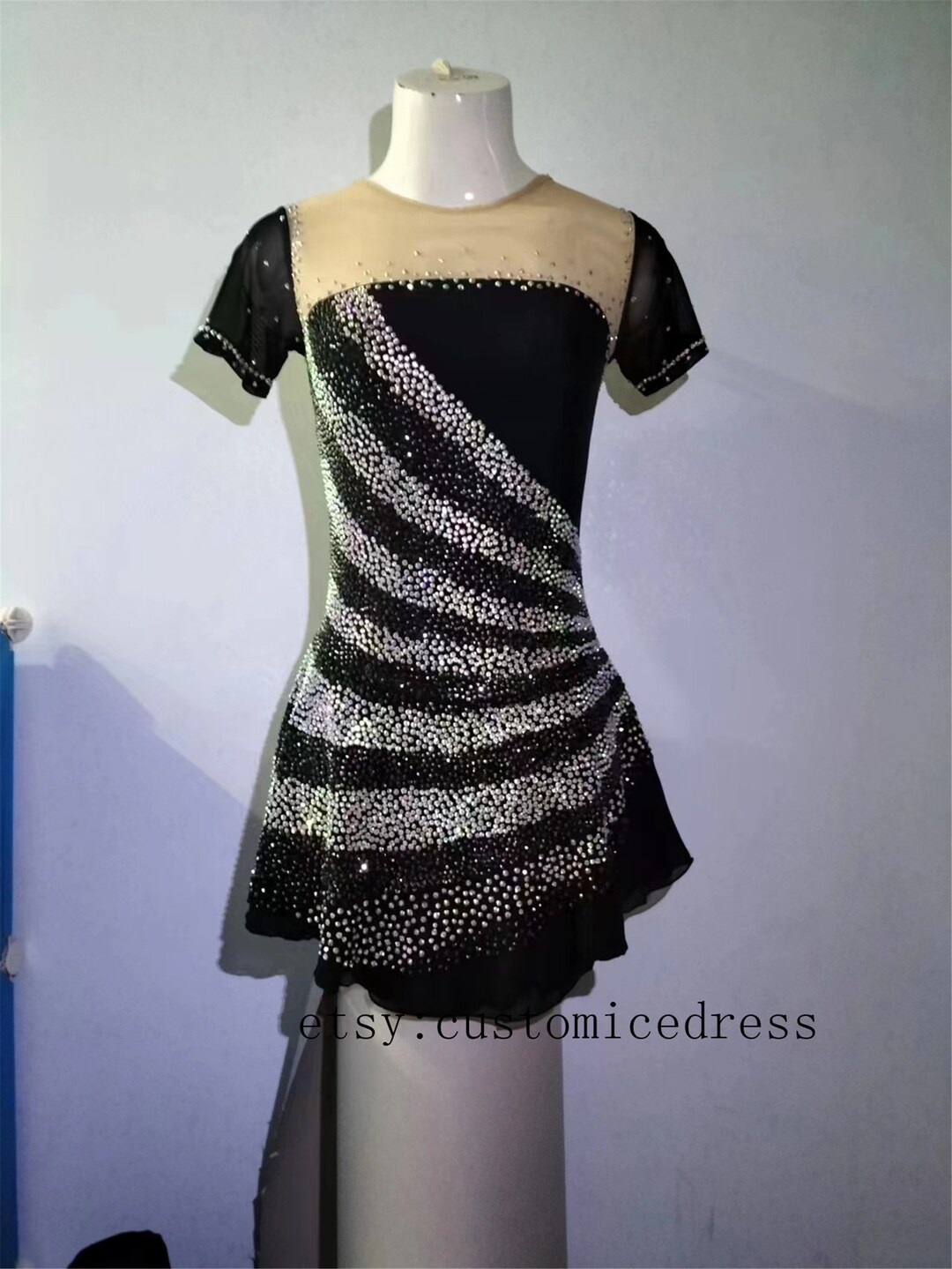 Skating Dresses Black Figure Skating Dress Custom Etsy