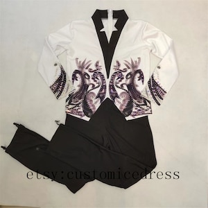Custom Men&#39;s Ice Skating Suits Orange Men&#39;s Figure Skating Suit for Competition Suits and Pants