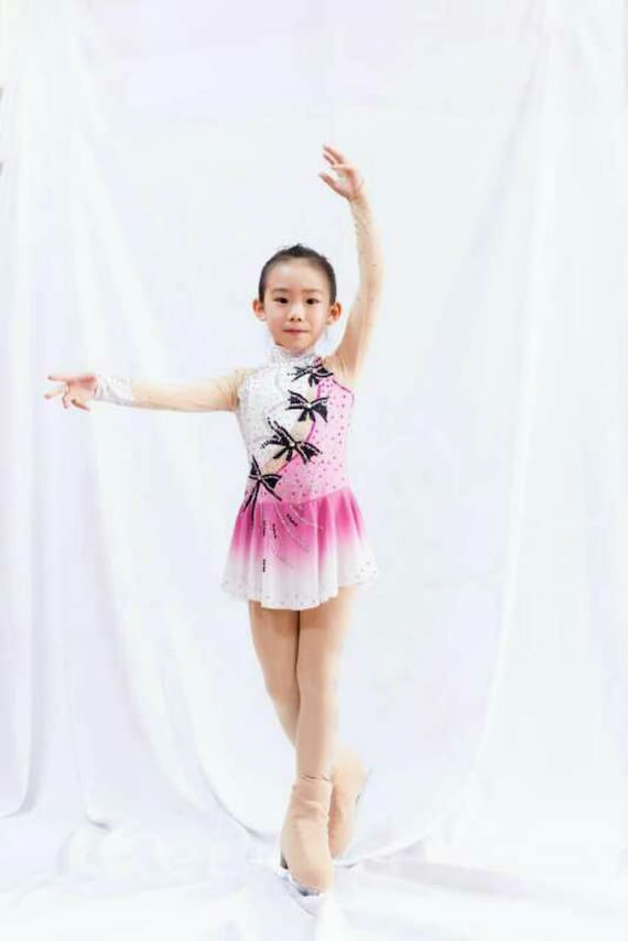Kids Ice Skating Dresses Pink Custom Girls Figure Skating Dress Beaded Customize Sleevesless Children Competition Ice Skating Dress Etsy UK