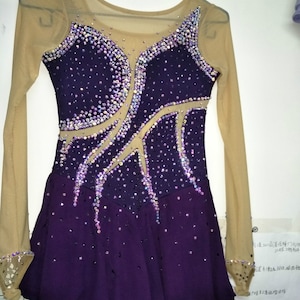 Competition Skating Dress Adult Purple Girls Figure Skating Dresses Women Custom Beaded