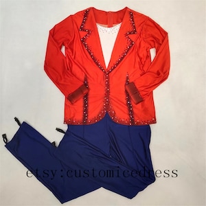 Custom Men&#39;s Ice Skating Suits Red Pink Men&#39;s Figure Skating Suit for Competition Suits and Pants