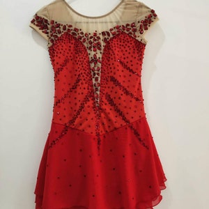 Girls Competition Ice Skating Dress Red Figure Skating Dresses Custom