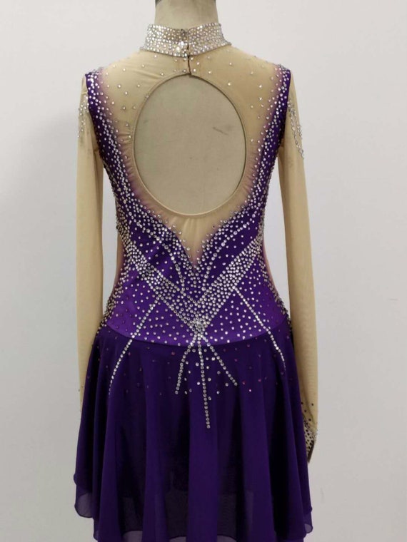 Ice Figure Skating Dress Custom Competition Dress purple un-beaded handmade 