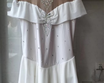 White Skating Dresses Girls Competition Ice Skating Dress Custom Beaded