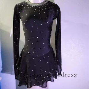Prova Ice Dance Abiti Custom Girls Black Kids Figure Skating Dress per test