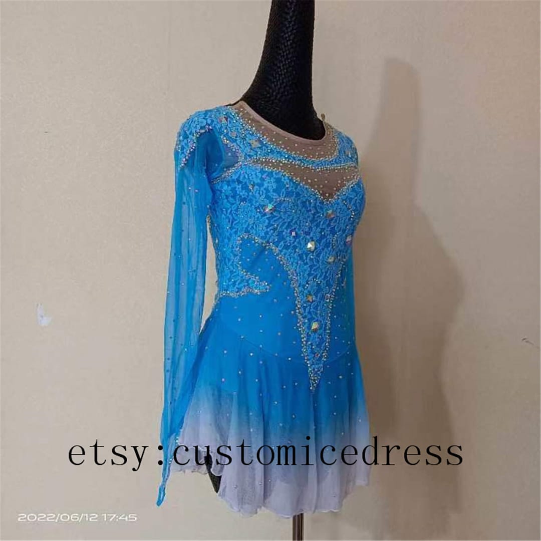 Aazon.co: Figure Skating Dress Girls Blue Velvet Woen Ice Skating