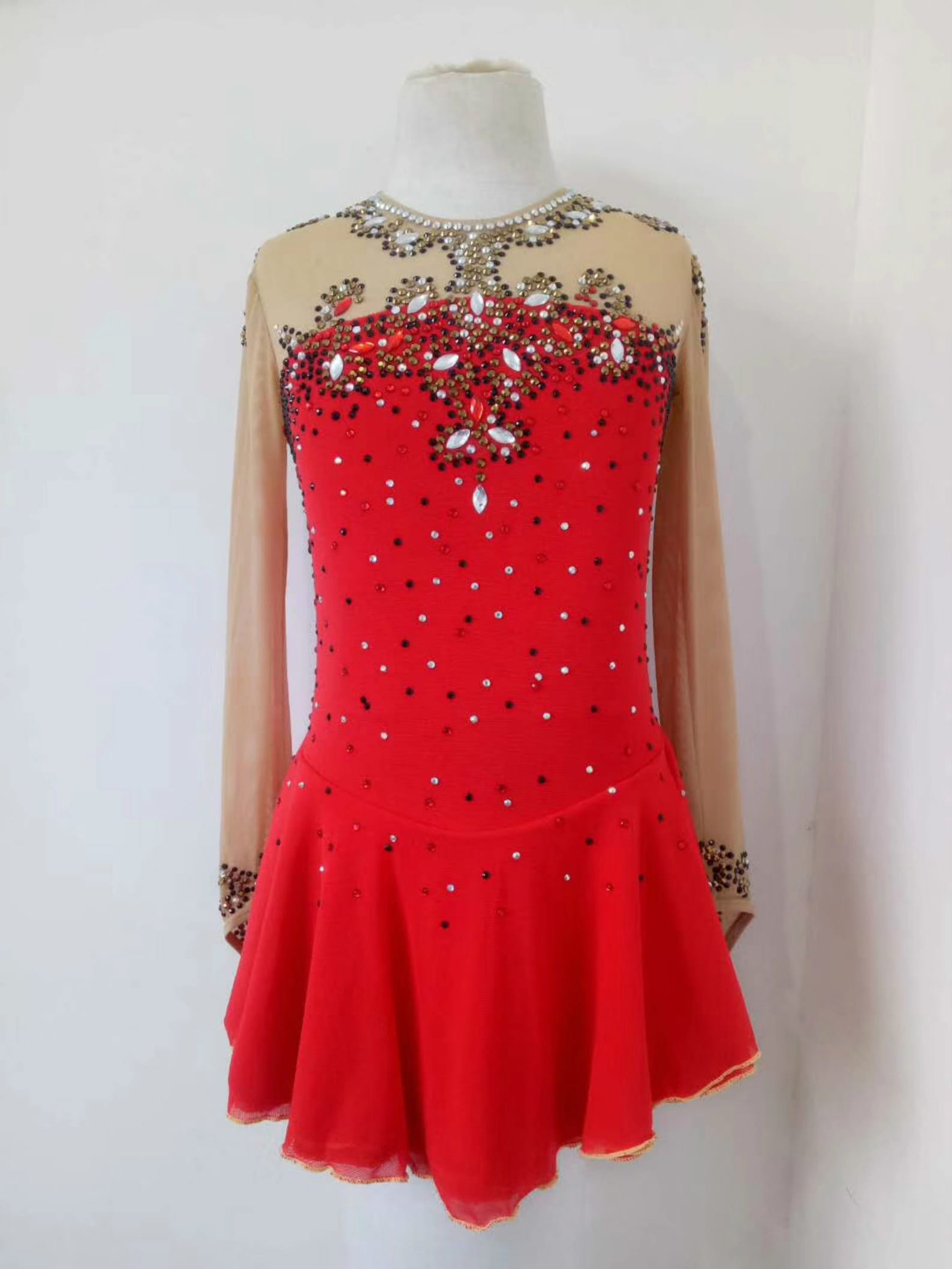 Custom Ice Skating Dresses Red Lycra Beaded Etsy