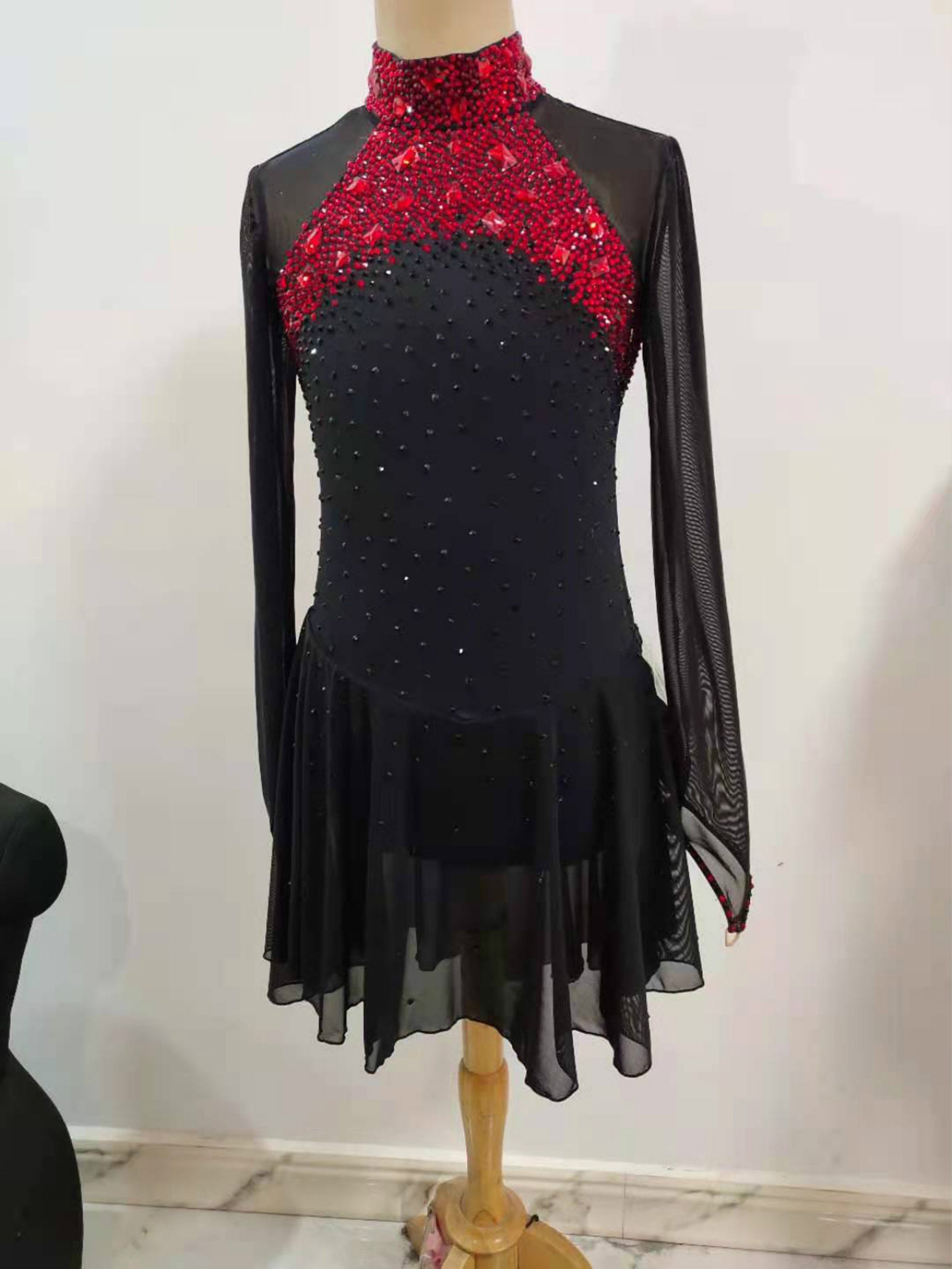 red and white figure skating dress Red and white figure ice skating dress