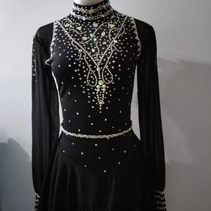Black Figure Skating Dress Custom  Women Competition Figure Skating Dresses High Stretch Fabric