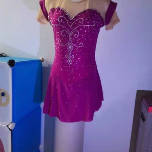 Wine Red Figure Skating Dresses for Girls Competition Ice Skating Dresses Custom