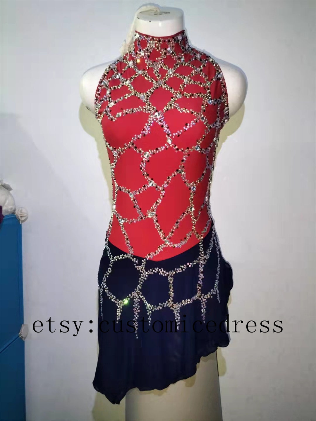 Ice Skating Dress Red Custom Kids Competition Figure Skating Etsy