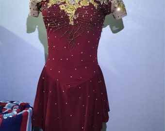 Red Ice Skating Dresses for Girls Figure Skating Competion Dresses for Women Custom