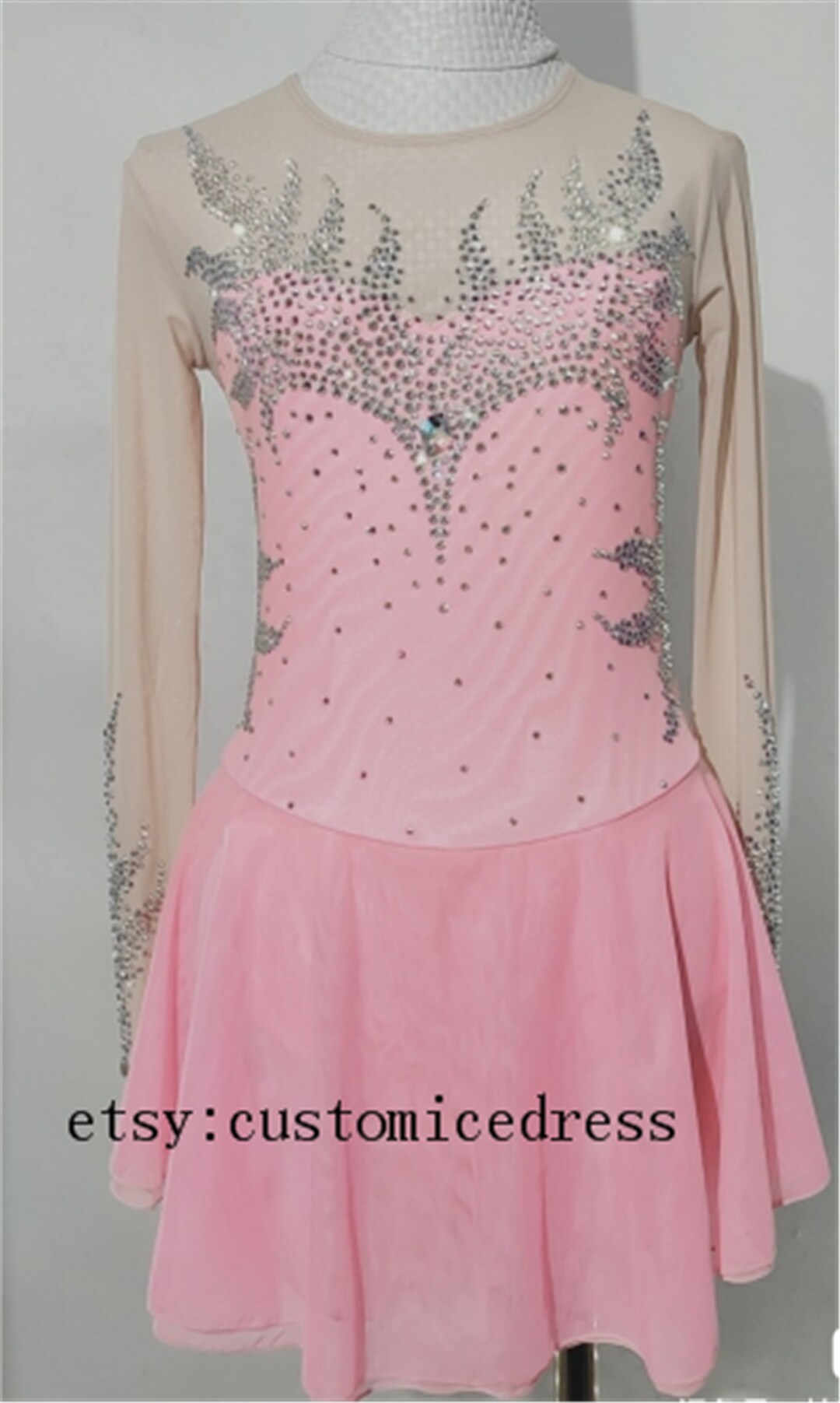 Skating Dress Custom Women Competition Figure Skating Clothing Pink Etsy