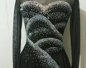 Black Ice Skating Dresses Custom  Women Competition Skating Dress