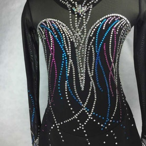 Ice Skating Dress Black Adult Girls Competition Figure Skating Dress Custom Women Beaded